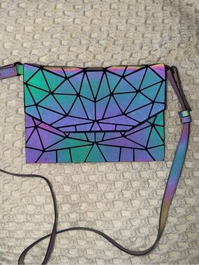 Iridescent Geometric Crossbody Bag - Holographic Purple/Green